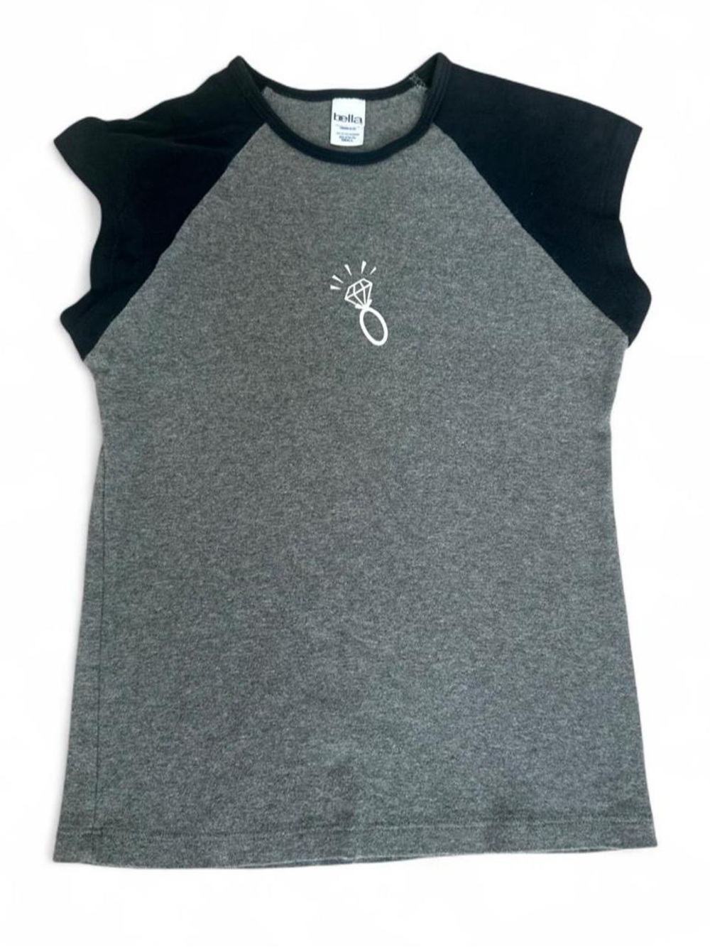 Bella Canvas y2k Charcoal & Black Raglan Tee with Ring Graphic